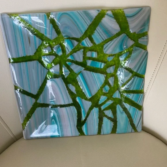 Fused Art Glass Platter - Picture 1 of 5